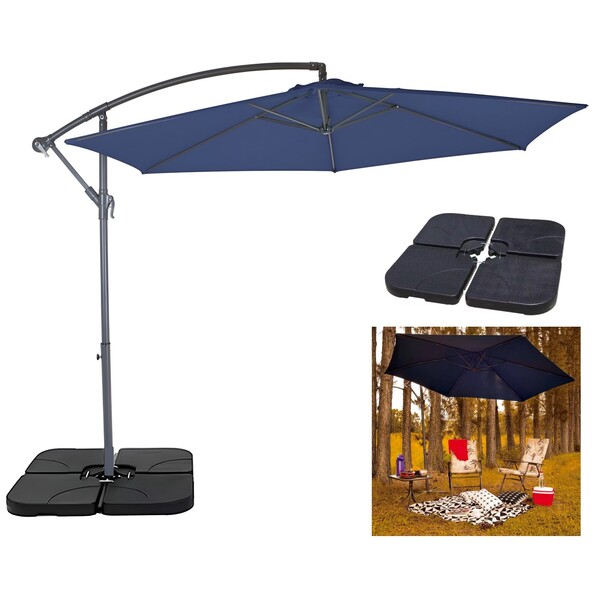 Kit Ombrelone Lateral Suspenso 3m Bora Bora Com Manivela + Ba