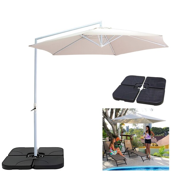 Kit Ombrelone Lateral Suspenso 3m Malibu Com Manivela + Base