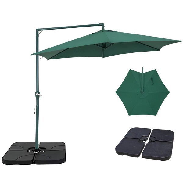 Kit Ombrelone Lateral Suspenso 3m Veneza Com Manivela + Base