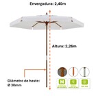 Kit Ombrelone Madeira 2,4m Xangri-lá Bagum Branco Com Base Re