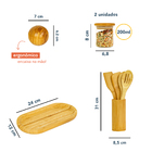 Kit Organizador Bancada C/ Utensílios Bambu Potes E Saleiro N