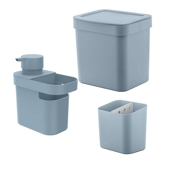 Kit Organizador Pia Cozinha Lixeira Porta Dispenser Detergente