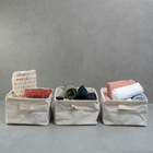 Kit Organizadores Dobráveis De Linho Off White 3 Pçs - Oikos