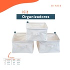 Kit Organizadores Dobráveis De Linho Off White 3 Pçs - Oikos