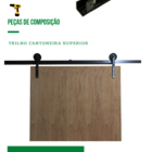 Kit P/ Porta Celeiro 2 Roldanas Aparente - Cantoneira 1,10 M