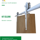 Kit P/ Porta Celeiro 2 Roldanas Aparente - Tubular 1,10 M - B