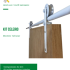 Kit P/ Porta Celeiro 2 Roldanas Aparente - Tubular 1,40 M - B