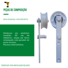 Kit P/ Porta Celeiro 2 Roldanas Aparente - Tubular 1,40 M - B
