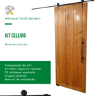 Kit P/ Porta Celeiro 2 Roldanas Aparente - Tubular 1,60 M - P