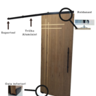 Kit P/ Porta Correr Trilho Alumínio 35x35 2,50m Preto - Rda-4