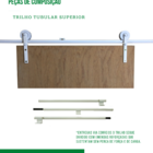 Kit P/ Porta Dupla Celeiro - Trilho Tubular 3,00 M - Branco -