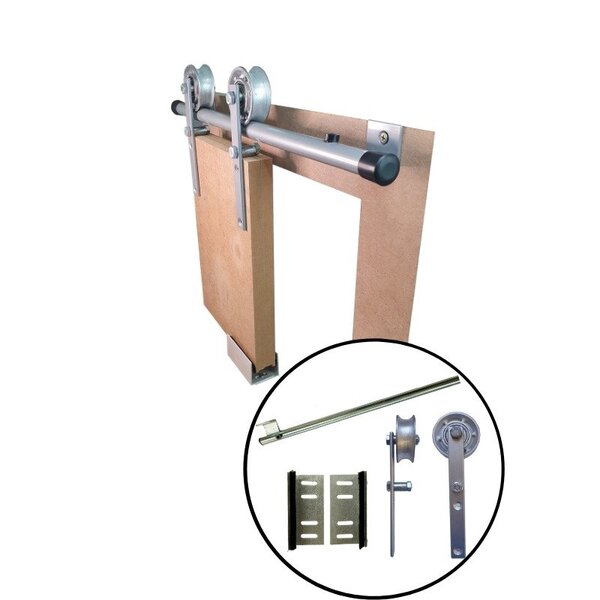 Kit P/ Porta Dupla Celeiro - Trilho Tubular 3,00 M - Prata -