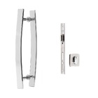 Kit P/ Porta Pivotante Puxador Curvo 30cm + Fechadura Rolete