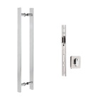 Kit P/ Porta Pivotante Puxador Reto 60 Cm + Fechadura Rolete