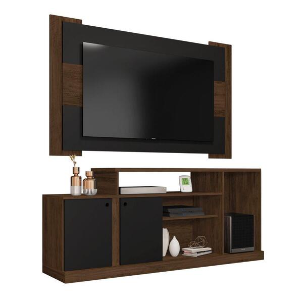 Kit Painel De Tv E Bancada Tv Até 50´´ - Cacau / Preto