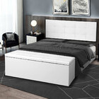 Kit Painel E Calçadeira Baú Casal 1 40m Roma Corano Branco -