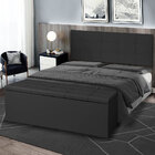 Kit Painel E Calçadeira Baú Casal 1 40m Roma Suede Preto - Pa