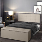 Kit Painel E Calçadeira Baú King 1 95m Roma Suede Bege - Pall