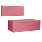 Kit Painel E Calçadeira Baú Queen 1 60m Berlim Suede Rosa - P