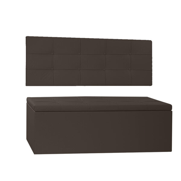 Kit Painel E Calçadeira Baú Queen 1 60m Roma Corano Marrom -