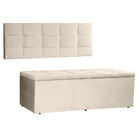 Kit Painel E Calçadeira Baú Queen 1 60m Roma Suede Bege - Pal