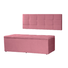 Kit Painel E Calçadeira Baú Roma Casal 140cm Suede Rosa - Mon