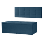 Kit Painel E Calçadeira Baú Roma Solteiro 90cm Suede Azul - M