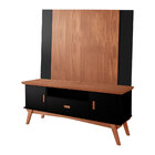 Kit Painel E Rack Sala De Estar Decorativo Bardok Preto / Imb