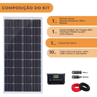 Kit Painel Solar 155w Com Controlador Pwm 20a Cabos Mc4