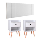 Kit Painel Suspenso Cama Box Casal 1,40 e 2 Mesas de Cabeceir