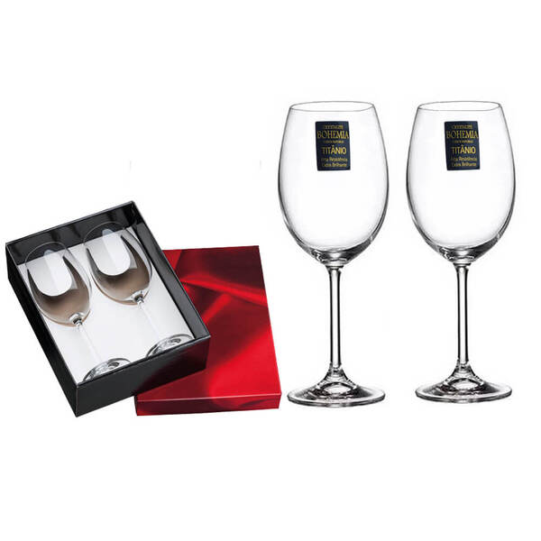 Kit Paixão Red Caixa 2 Taças Cristal Bohemia P/ Vinho 450 Ml