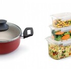 Kit Panela Caçarola Nº16 + 3 Potes Plásticos P M G Travas