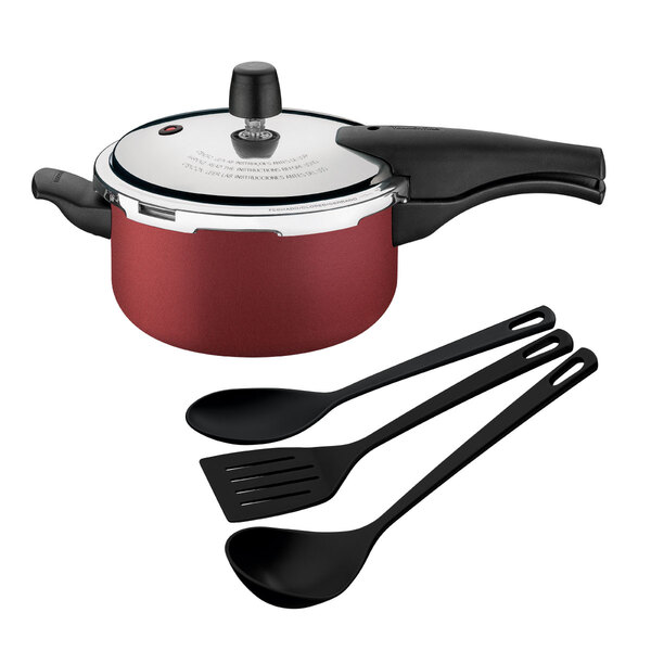 Kit Panela De Pressão 3 Litros Tramontina Vermelha Vancouver