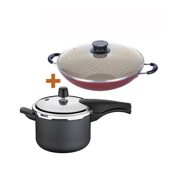 Kit - Panela De Pressão 4,5 Vancouver Grafite + 1 Panela Wok