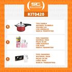 Kit - Panela De Pressão 4,5 Vermelha + 1 Faqueiro Rosa 30pç +