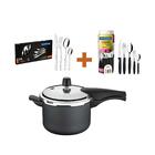 Kit - Panela De Pressão 4,5l Grafite + 1 Faqueiro 30pç + 1 Fa