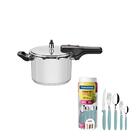 Kit - Panela De Pressão Inox 4,5l Brava + Faqueiro 30pçs Ment