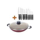 Kit - Panela Wok 6l Alumínio 36 Cm Paris Vermelho + 1 Conjunt
