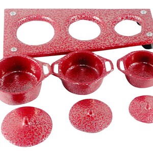 Kit Panelas Mini Fogão A Lenha Alumínio Fundido Craqueadas - Vermelho ...