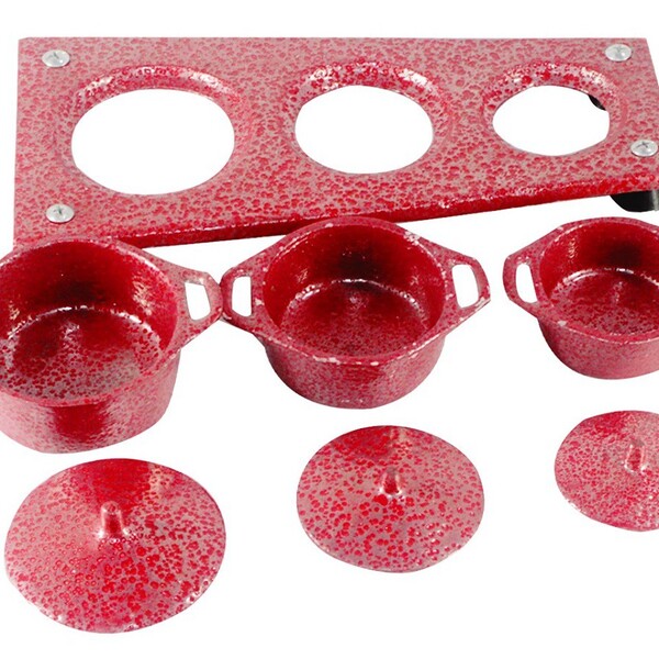 Kit Panelas Mini Fogão A Lenha Alumínio Fundido Craqueadas - Vermelho ...