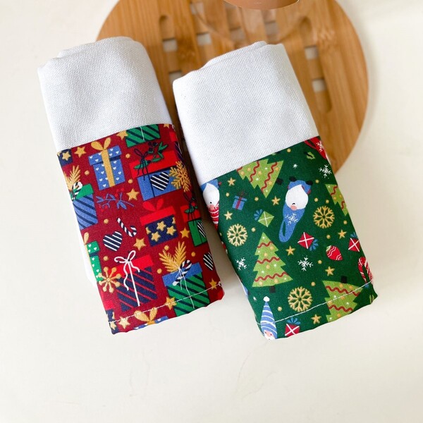Kit Pano De Prato Natal Barra Natalina Algodão 64x46cm 2 Unid