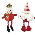 Kit Papai Noel E Boneco De Neve Pelúcia Pendente Natal Perna