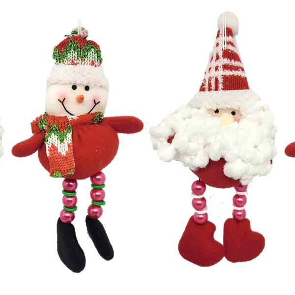 Kit Papai Noel E Boneco De Neve Pelúcia Pendente Natal Perna