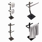 Kit Papeleiro Porta Papel Chão Duplo Toalheiro Bancada Preto