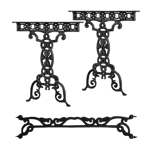 Kit Par Pé De Mesa E Trava Vila Rica Em Ferro Fundido N03