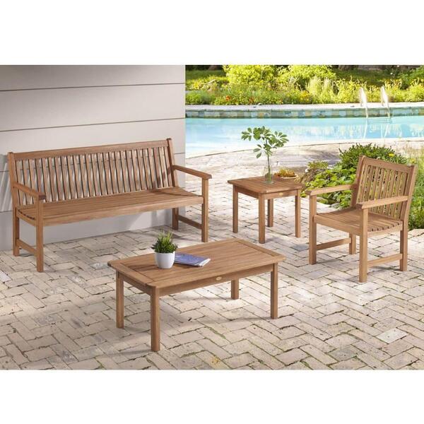 Kit Para Área Externa Banco 2 Lugares Poltrona E Mesa Marrom