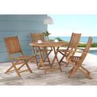 Kit Para Área Externa Com Mesa 90cm E 4 Cadeiras Eucalipto -