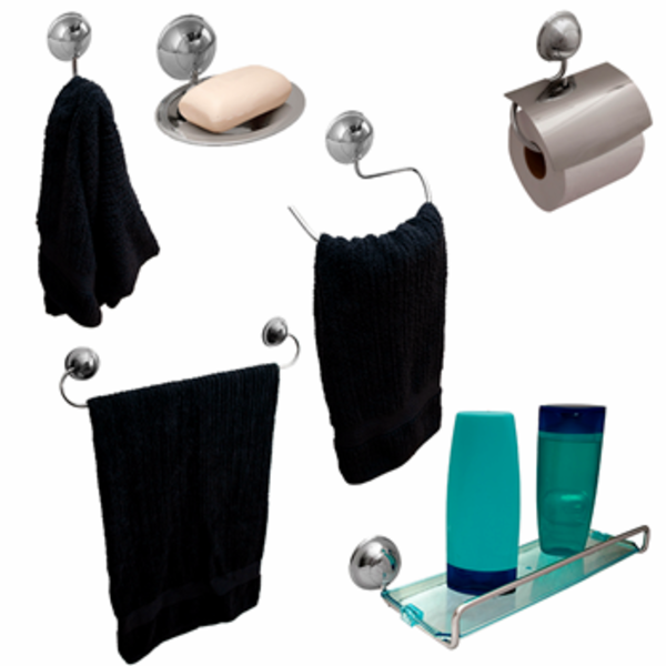 Kit Para Banheiro Acessórios 6 Peças De Metal E Abs Cromado C