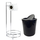 Kit Para Banheiro Com Lixeira 5l E Suporte Papel Higiênico Pr