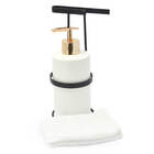 Kit Para Banheiro Dispenser Com Suporte E Toalha Microfibra B